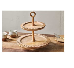 Luxury Brown Wooden Cake Stand With Hand Finished Craftsmanship For Wedding And Anniversary Cake Setup - Product Image 5