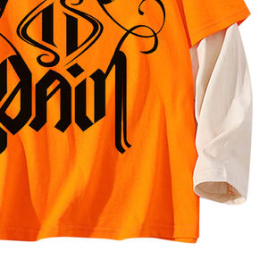 Camiseta con Estampado Personalizado, Estilo Vintage, de Algodón Desgastado, de Doble Capa, de Manga Corta, con Efecto Desgastado y Lavado Ácido - Product Image 4