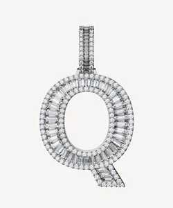 Colgante de Lujo con Letra Q de Moissanita, Chapado en Rodio, Cadena de Plata 925, Colgante Unisex para Uso Diario - Product Image 3