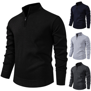 <b>Men's</b> Solid Color Quarter Zip Pullover <b>Sweater</b> Long Sleeve <b>Turtleneck</b> Knit Wool Acrylic Anti-Pilling Winter Wear - Product Image 6