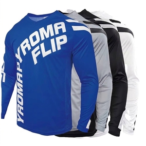 เสื้อเจอร์ซีย์นักปั่นจักรยานสำหรับผู้ชาย ผ้าโพลีเอสเตอร์ สำหรับมอเตอร์ครอส ดาวน์ฮิลล์ และจักรยานเสือภูเขา แขนยาว แห้งเร็ว รับสกรีนโลโก้ ย้อมสีทั้งตัว - Product Image 1