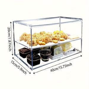 Vitrina de Acrílico Transparente de 2 Niveles para Exhibición de Productos de Panadería, Donuts, Pan, Cupcakes y Frutas - Product Image 5