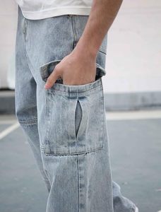 Pantalon Jean Baggy Homme Tendance Streetwear Délavé à l'Acide avec Logo Personnalisé – Vente en Gros - Product Image 2