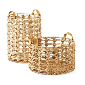 Panier de rangement en jacinthe d'eau naturelle, panier de rangement multifonctionnel - Product Image 1