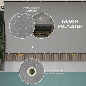 Auvent de terrasse extérieur en métal gris foncé 10FT X 20FT avec trous de drainage pour villa, cour, parc, jardin - Product Image 4