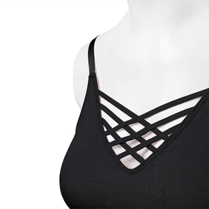 Soutien-gorge de sport noir pour femme, avec bretelles croisées, haut court, pour fitness et entraînement, vêtements de sport, personnalisation de marque, fournisseur OEM en gros - Product Image 2