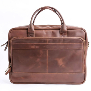 Sac à bandoulière en cuir marron vintage durable pour homme, mallette d'affaires avec fermeture éclair, idéal pour la vente en gros - Nouveauté 2026 - Product Image 1