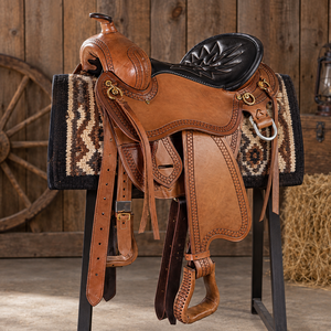 Al por mayor, Personalizable, Marca Modelo 4003, Silla de montar western para caballo de cuero genuino con estructura de madera, Hecha a mano, Estilo vaquero de rancho, Estribos SUS304 - Product Image 1