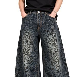 <b>Men's</b> Grey Leopard <b>Print</b> Baggy Jeans Wide Leg Washed Denim Pants Vintage Streetwear Fashion <b>Trousers</b> for <b>Men</b> Custom OEM ODM Wear - Product Image 6