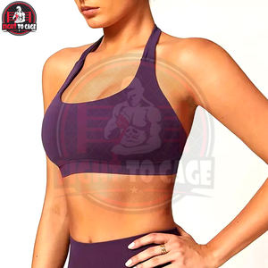 Sujetador deportivo sin costuras de primera calidad para mujer, de secado rápido, elástico, con cuello halter, estilo simple, para fitness. - Product Image 2