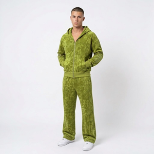 Collection 2026 – Survêtement décontracté à capuche coupe ajustée délavé à l'acide, couleur unie, 100 % coton, fabriqué au Pakistan pour homme - Product Image 4