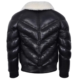 Men's Genuine Woolen Eco-Friendly Down <b>Coat</b> Black Quilted Stand Collar <b>Fur</b> <b>Lined</b> Casual Regular Fit Zipper Front Puffer Jacket - Product Image 6