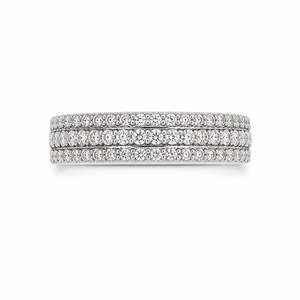 925 <b>Sterling</b> <b>Silver</b> Women's Triple Row <b>Eternity</b> Band <b>Ring</b> with Cubic Zirconia Classic Elegant High Polish Finish Wedding Party D - Product Image 1