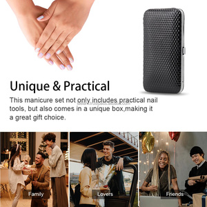 Ensemble professionnel de coupe-ongles pour manucure et pédicure 7 en 1, 12 pièces avec étui de voyage luxueux noir - Product Image 4