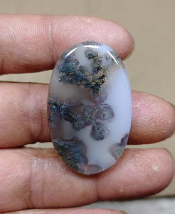 Cabujón de ágata de alta calidad, ovalado, gris, azul, blanco, pulido, opalescente, piedra suelta para la fabricación de joyas. - Product Image 2