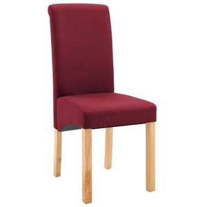 Ensemble de 4 chaises de salle à manger en tissu rouge avec structure en bois, style classique - Product Image 3