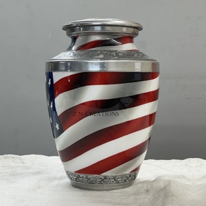 High Quality American Flag Cremation Urn Aluminum Metal Human Urns for Adult Funerals Printed Human Urns Ashes Storage - Product Image 4