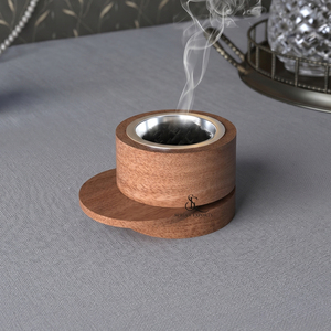 Brûleur à Bakhoor en bois de forme ronde créative, porte-encens arabe moderne à couches superposées pour Oud, cylindre avec coupelle métallique amovible, vente en gros - Product Image 1