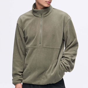 Sweat-shirt épais pour homme, couleur unie, décontracté, col montant, manches longues, fermeture éclair, pull-over - Product Image 1