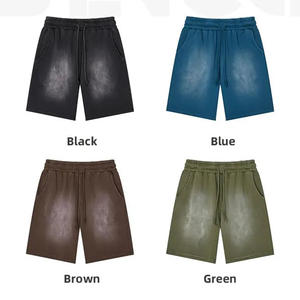 Vêtements de sport décontractés pour hommes en toile polyester/coton, style streetwear, délavé à l'acide, séchage rapide, respirant, haute qualité, effet soleil, motif uni - Product Image 4