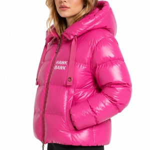 Custom <b>Women</b> Hooded Puffer Jacket Quilted Winter <b>Coat</b> Full Zip OutdoorWinter <b>Coat</b> with Logo Front Pockets Style Jacket - Product Image 3