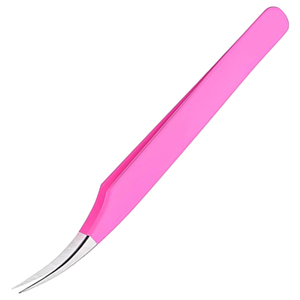 Pinzas Profesionales Curvas para Extensión de Pestañas, de Acero Inoxidable con Mango Rosa, para una Extensión Precisa - Product Image 5