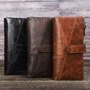 Cartera de Cuero Genuino con Logotipo Personalizado, Cartera RFID para Hombre, Tarjetero, Monedero, Cartera Larga de Cuero para Hombre - Product Image 1