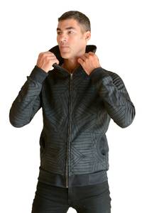 Sudadera con Capucha y Cierre para Hombre, Estampado Geométrico, Corte Regular, Informal, para Otoño, 100% Poliéster, Tejido Transpirable - Product Image 5