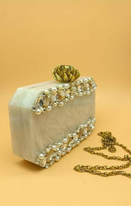 Nouvelle Pochette de Soirée en Résine de Marque, Design Premium de Haute Qualité, Anti-Vol, Doublure en Velours, Motif Pierre, Grande Capacité Téléphone, Utilisation Quotidienne - Product Image 3