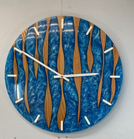 Elegante Reloj de Pared de Madera y Resina Epoxi Hecho a Mano, Regalo Decorativo para el Hogar, Reloj Decorativo de Lujo para Sala de Estar, Funciona con Batería