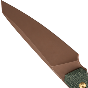 Cuchillos de Hoja Fija Verde Oscuro con Hoja Marrón Cobre, Mango Texturizado, Herrajes Dorados, Funda Protectora Negra y Portátiles para Exteriores - Product Image 2