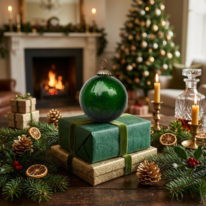 Boule de Noël en verre gaufré vert mercure |   Ornement suspendu |   Décorations d'arbre de 1 à 8 pouces |   Décoration festive pour la maison |   Cadeau - Product Image 3