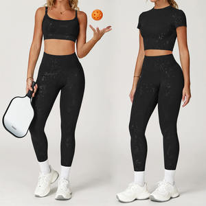 ชุดโยคะแฟชั่นสำหรับผู้หญิง - เสื้อชั้นในกีฬาแบบไร้สายรัดหลัง ซับแรงกระแทก และกางเกงฟิตเนสทรงเข้ารูป - Product Image 2