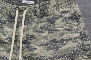 <b>Men</b>’s Distressed Denim <b>Shorts</b> Streetwear Style with Embroidery <b>Patch</b> & Rhinestone Design - Product Image 6