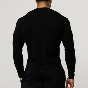 Camiseta Casual de Manga Larga para Hombre, Corte Regular, Cuello Redondo, Color Sólido, Cómoda, 320g, Color Personalizado - Product Image 2