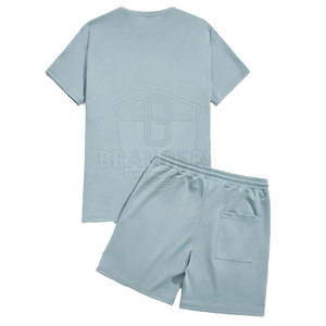 Tenue d'été décontractée pour hommes, ensemble t-shirt et short, tissu doux, coupe confortable, adapté aux aventures en plein air, vêtements de maison - Product Image 3