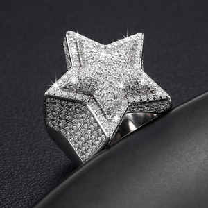 Anillo elegante con forma de Estrella de Plata de Ley 925 estilo Hip Hop VVS Moissanite y probador de diamantes para boda y compromiso - Product Image 1