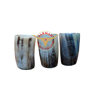 แก้วน้ำวัสดุเขาสัตว์ขนาดเล็กขอบทองเหลือง งานแฮนด์เมด สำหรับแคมป์ปิ้ง เป็นมิตรกับสิ่งแวดล้อม ทนความร้อน บรรจุกล่อง - Product Image 5