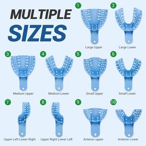Juego Profesional de 10 Bandejas Desechables Azules para Impresiones Dentales |   Kit de Bandejas de Plástico Rígido Perforadas para Clínicas Dentales - Product Image 3