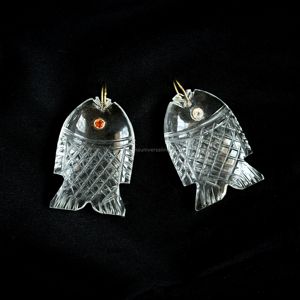 Colgante de Pez de Cuarzo Cristal Natural, Plata 925, Hecho a Mano, Amuleto de Pez de Piedra Preciosa, Collar Tallado a Mano, Joyería de Cristal Curativo - Product Image 3