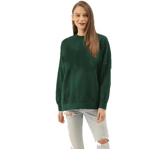 Sweat-shirt personnalisé à col rond 100% coton, coupe oversize, en molleton bouclette, streetwear de luxe, sweat-shirt à col rond uni - Product Image 5