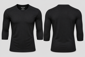Camiseta Médica de Manga 3/4 para Hombre, Color Negro, Marca Wambli International, Uniforme Médico, Cuello Redondo, Tejido Elástico de Poliéster, Ropa de Trabajo para Hospital - Product Image 2