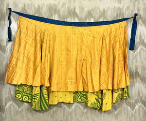 Falda reversible de seda tipo sari, estampado floral bohemio, vestido convertible, estilo otoñal para mujer - Product Image 6