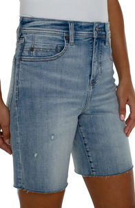 Nouveautés Shorts en jean décontractés pour femmes, taille mi-haute, coupe droite, extensibles, coupe régulière, en coton, avec logo décoratif, service OEM, vente en gros - Product Image 6