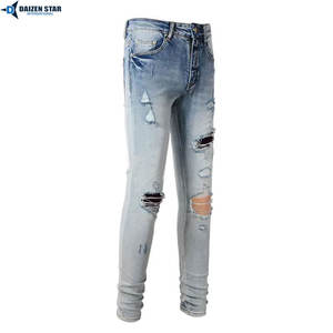 Jean en denim tissé personnalisé pour l'hiver, coupe ajustée, prix d'usine, vente en gros, OEM, tissu de qualité supérieure pour hommes - Product Image 2
