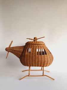 Hélicoptère jouet en rotin fait main pour enfant, panier de rangement en osier naturel pour chambre d'enfant, cadeau écologique pour enfants, vente en gros - Product Image 2