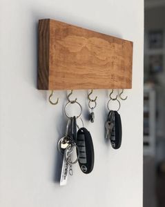 Premium Natural Wooden <b>Key</b> Holder with 6 Heavy Duty Hooks Wall Mounted <b>Key</b> <b>Hanger</b> for Living Room Hallway Office - Product Image 2
