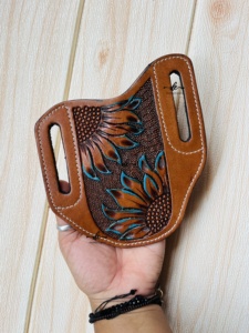 Nouveau concepteur usiné à la main en cuir couteau couverture Style occidental extérieur pour couteau pliant élégant couteau couverture - Product Image 6