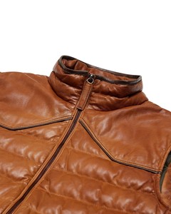 <b>Men's</b> <b>Black</b> Genuine Leather Casual Windproof Vest V-Neck Single Breasted Sleeveless <b>Waistcoat</b> Gold Buttons Solid Color Winter - Product Image 3
