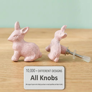 <b>Pink</b> Modern Eco-Friendly Rabbit Shape Furniture Knob Novelty Door Handle Drawer Pull Cabinet Hardware Decorative Accent Bedroom - Product Image 4